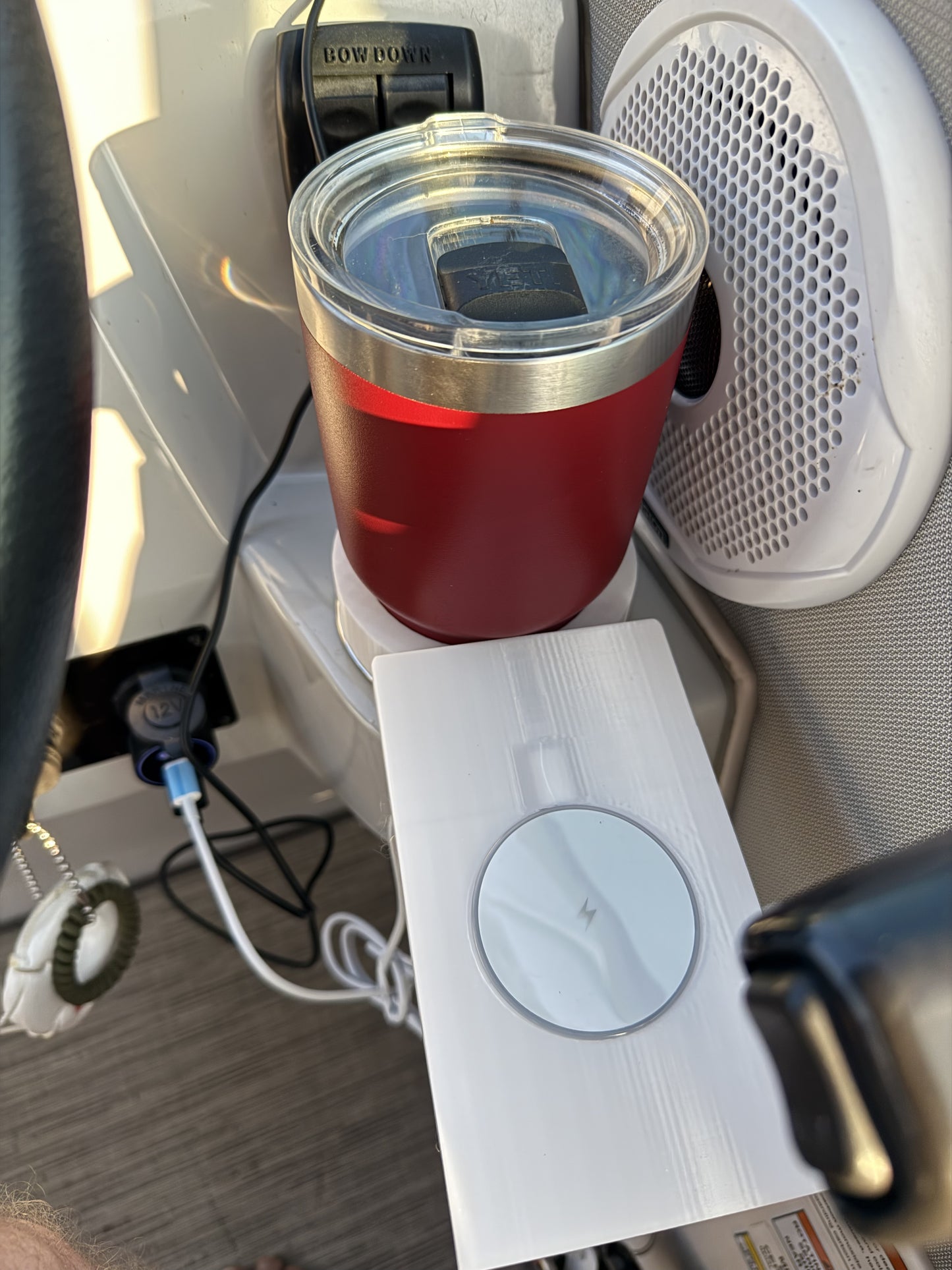 Phone holder/charger bundle, one usb and one power pack version